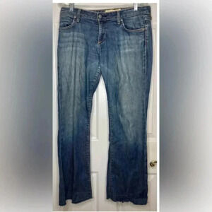Woman PAPER DENIM & CLOTH blue Flare Jeans Sz 30 X 30 Raw Hem Patch